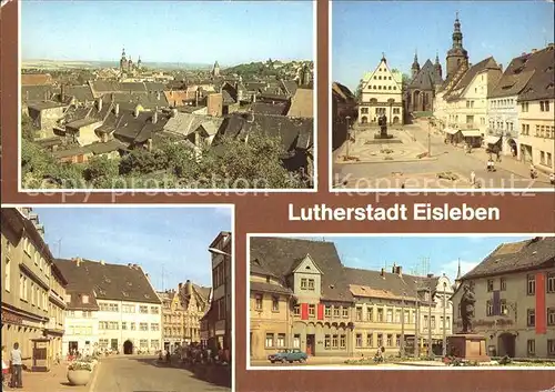 Eisleben Markt mit Luther Denkmal August Bebel Platz Kat. Eisleben