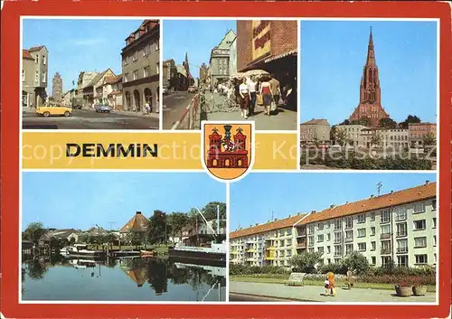 Demmin Mecklenburg Vorpommern Clara Zetkin Strasse Kaufhaus Magnet Hafen Kirche Kat. Demmin
