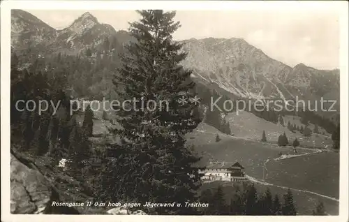 Oberaudorf Rosengasse mit Jaegerwand und Traithen Kat. Oberaudorf