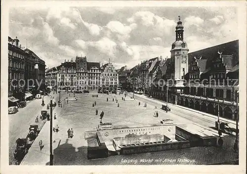 Leipzig Markt mit Altem Rathaus Kat. Leipzig