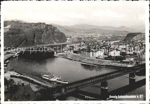 Aussig Tschechien Schreckenstein Elbe Panorama Kat. Usti nad Labem