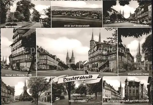 Duderstadt Wall Anlagen Total Marktstr Hotel zur Tanne Westerturm Spiegelbruecke Servatiuskirche Kat. Duderstadt