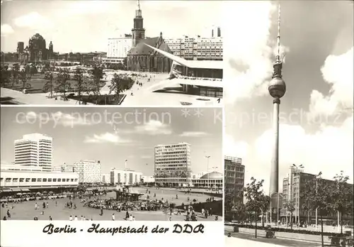 Berlin Rathausplatz Alexanderplatz UKW und Fernsehturm  Kat. Berlin