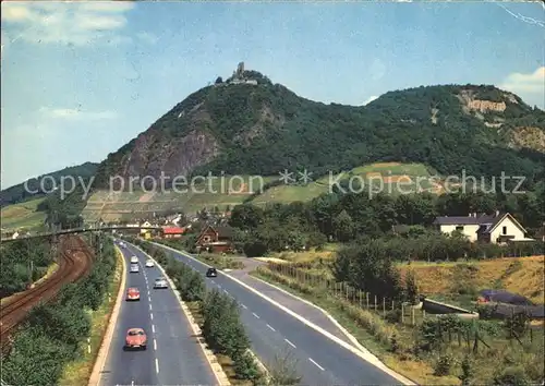 Koenigswinter Drachenfels mit Autostrasse Rhoendorf Kat. Koenigswinter