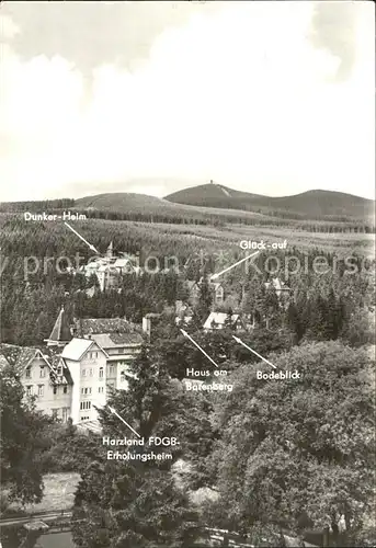 Schierke Harz Dunker Heim Harzland FDGB Heim Glueckauf Bodeblick Kat. Schierke Brocken