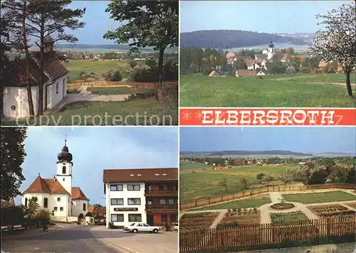 Elbersroth Kapelle Ortsblick Strassenpartie mit Kirche Panorama Kat. Herrieden