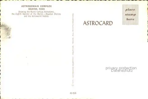Houston Texas Astrodomain Complex Kat. Houston