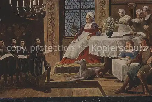 Eisenach Thueringen Luther als Kurrendeschueler vor Frau Cotta singend Gemaelde Kat. Eisenach