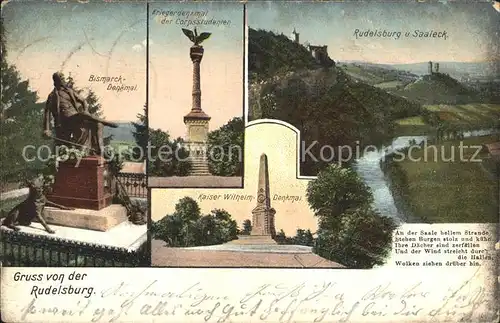 Bad Koesen Bismarck Denkmal Kriegerdenkmal der Corpsstudenten Rudelsburg und Saaleck Kaiser Wilhelm Denkmal Kat. Bad Koesen