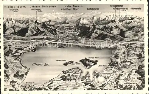 Chiemsee Panoramakarte Kat. Chiemsee