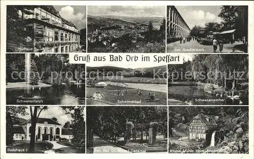 Bad Orb Kurhaus Total Gradierwerk Schwanenteich Schwimmbad Badehaus Dr Scharf Denkmal Kleine Muehle Angerhof Kat. Bad Orb