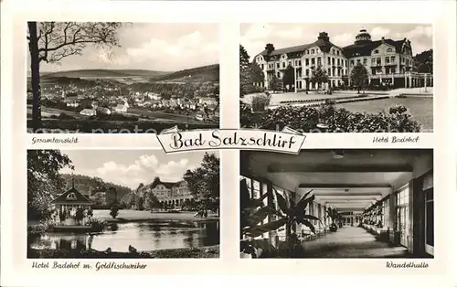 Bad Salzschlirf Gesamtansicht Hotel Badehof mit Goldfischweiher Wandelhalle Kat. Bad Salzschlirf