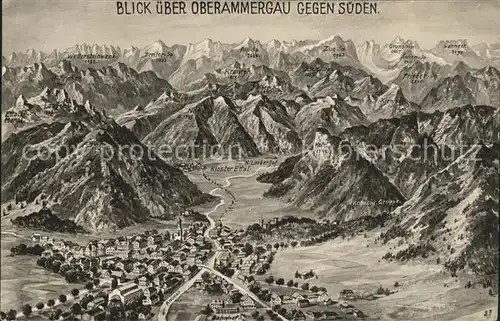 Oberammergau Panoramakarte Kat. Oberammergau