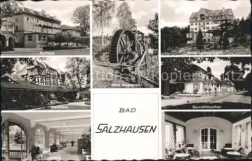 Bad Salzhausen Kurhaus Ernst Ludwig Heim Barockhaeuschen Lesehalle Trinkhalle Badehaus Wasserrad Kat. Nidda