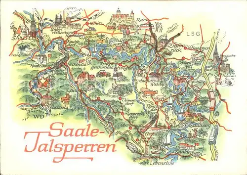 Saalburg Saale Landkarte Saale Talsperren Kat. Saalburg Ebersdorf