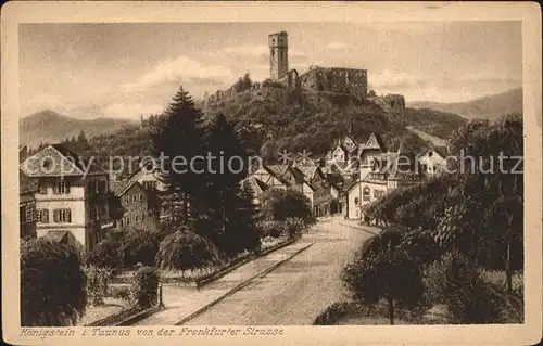 Koenigstein Taunus Ruine von der Frankfurter Strasse Kupfertiefdruck Kat. Koenigstein im Taunus