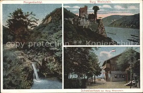 Trechtingshausen Morgenbachtal Wasserfall Burg Rheinstein Schweizerhaus Kat. Trechtingshausen