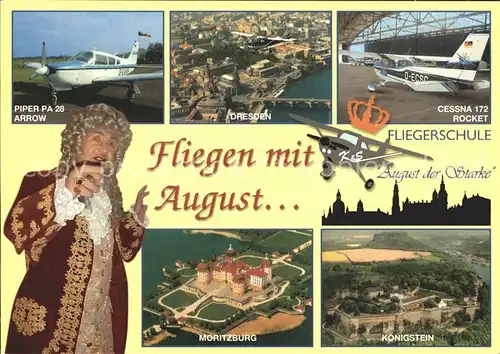 Dresden Fliegen mit August Motorflieger Piper PA 28 und Cessna 172 Rocket Totalansicht Moritzburg Koenigstein Kat. Dresden Elbe