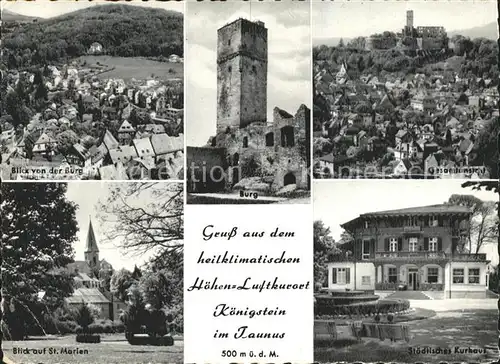 Koenigstein Taunus Total Burg Gesamtansicht St Marien Staedt Kurhaus Kat. Koenigstein im Taunus