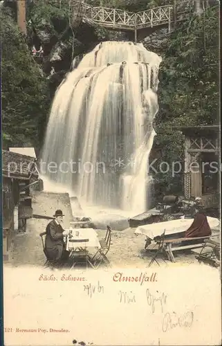 Rathen Saechsische Schweiz Amselfall Wasserfall Kat. Rathen Sachsen