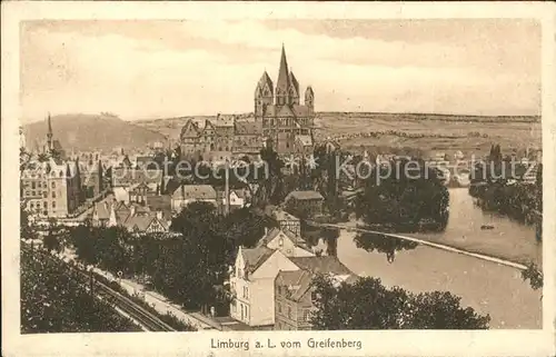 Limburg Lahn Blick vom Greifenberg Dom und Schloss Kat. Limburg a.d. Lahn