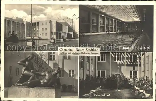 Chemnitz Neues Stadtbad Schwimmhalle Schmuckhof Skulptur Kat. Chemnitz