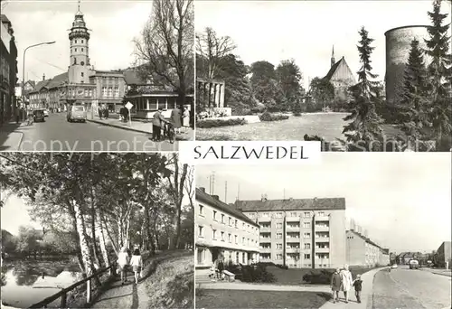 Salzwedel Strasse der Jugend Rathausturm Burggarten Pfefferteich Wilhelm Pieck Strasse Kat. Salzwedel