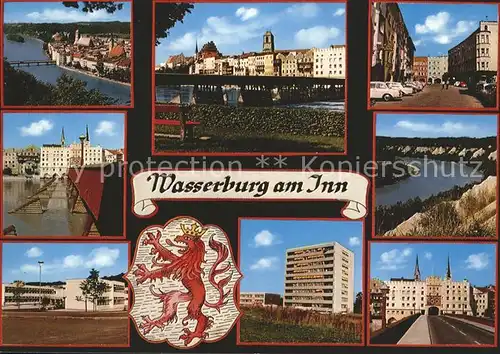 Wasserburg Inn Teilansichten Alstadt Hochhaus Wappen Kat. Wasserburg a.Inn
