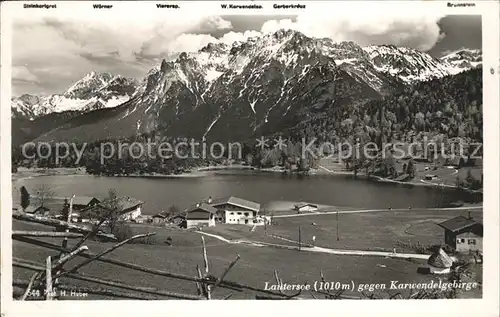 Lautersee Mittenwald Panorama gegen Karwendelgebirge Serie Deutsche Heimatbilder Kat. Mittenwald