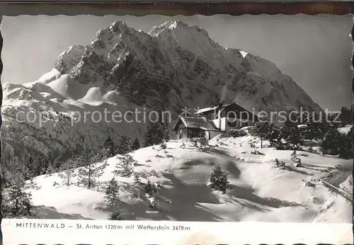 Mittenwald Bayern St Anton mit Wetterstein Winterpanorama Kat. Mittenwald