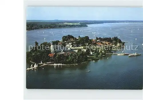 Fraueninsel Chiemsee mit Kloster Frauenwoerth Fliegeraufnahme Kat. Chiemsee