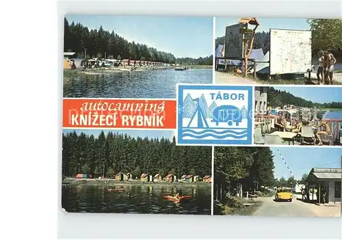 Tabor Suedboehmen Autocamping Knizeci Rybnik Strand Bungalows Terrasse Einfahrt Kat. Tabor