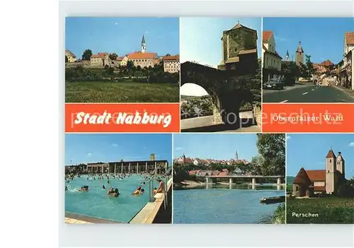 Nabburg Ortsansicht Strassenpartie Stadtmauer Turm Schwimmbad Perschen Naab Kat. Nabburg