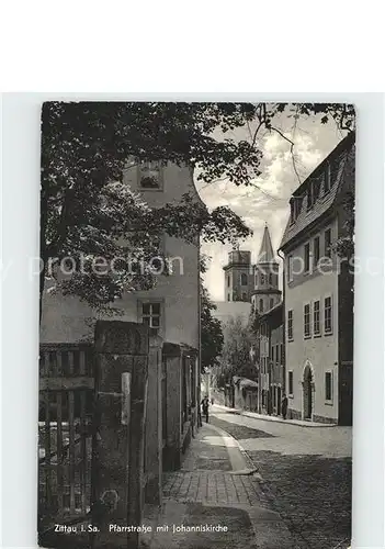 Zittau Pfarrstrasse mit Johanniskirche Kat. Zittau