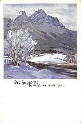Zugspitze Winterlandschaft Kuenstlerkarte Kat. Garmisch Partenkirchen