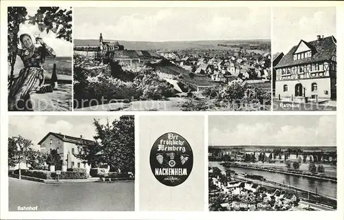 Nackenheim Totalansicht Rathaus Bahnhof Rheinpartie Kat. Nackenheim