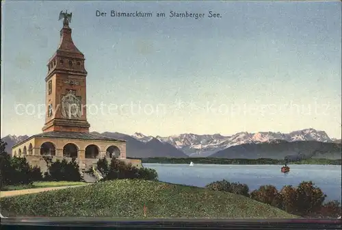 Assenhausen Starnberg Bismarckturm am Starnberger See Alpen Kat. Berg