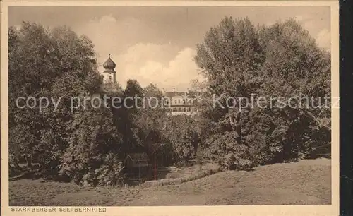 Bernried Starnberger See Blick zur Kirche Kat. Bernried