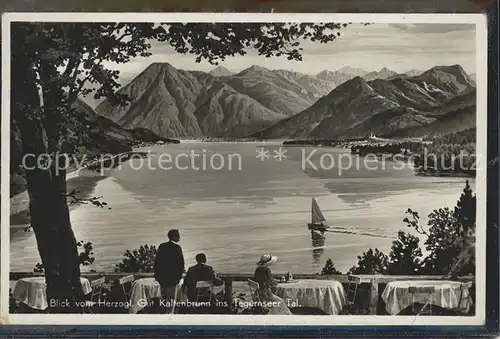 Tegernsee Blick vom Gut Kaltenbrunn Terrasse Kat. Tegernsee