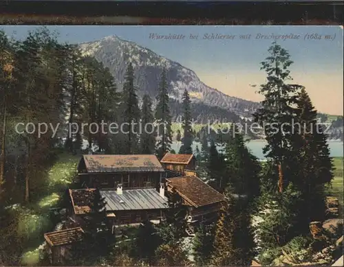 Schliersee Wurshuette mit Brecherspitze Kat. Schliersee