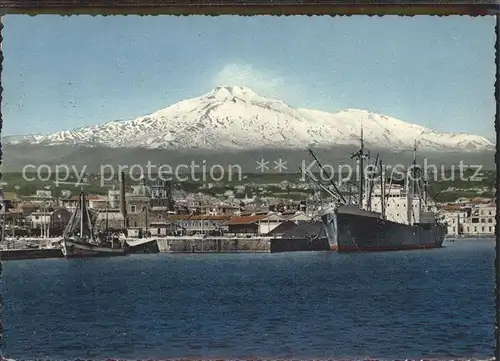 Catania Porto mit Etna schneebeckt Kat. Catania