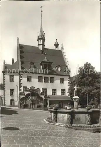 Poessneck Rathaus mit Freitreppe Kat. Poessneck