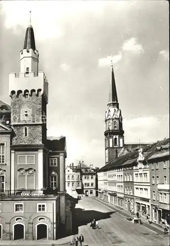 Loebau Sachsen Nicolaistrasse mit Rathaus Kat. Loebau