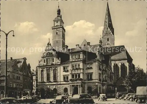 Ingolstadt Donau Rathaus mit Pfeifturm und Kirche Kat. Ingolstadt