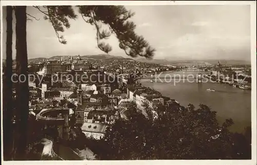 Budapest Koenigliche Burg mit der Kettenbruecke Kat. Budapest