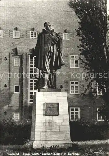 Stralsund Mecklenburg Vorpommern Buergermeister Lambert  Steinwich  Denkmal Kat. Stralsund