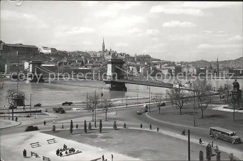 Budapest Donausicht mit Kettenbruecke Kat. Budapest