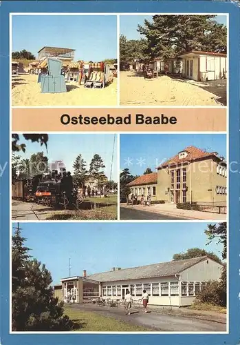 Baabe Ostseebad Ruegen Strand Campingplatz Schmalspurbahn Erholungsheim Ernst Kamieth FDGB Gaststaette Am See Kat. Baabe