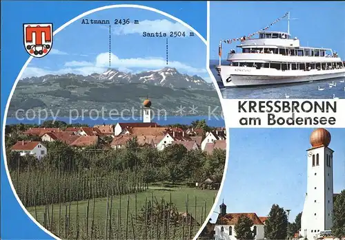 Kressbronn Bodensee mit Altmann und Saentis Faehre Konstanz Kirche Kat. Kressbronn am Bodensee