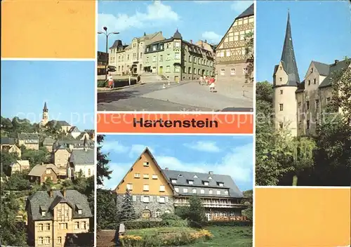 Hartenstein Zwickau Teilansicht Ernst Thaelmann Platz FDGB Erholungsheim Aktionseinheit Schloss Stein Kat. Hartenstein Zwickau